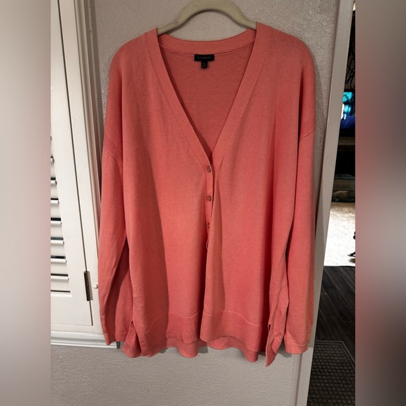 Talbots Pink and Orange Cardigan Sweater Classic Knit - Picture 2 of 8